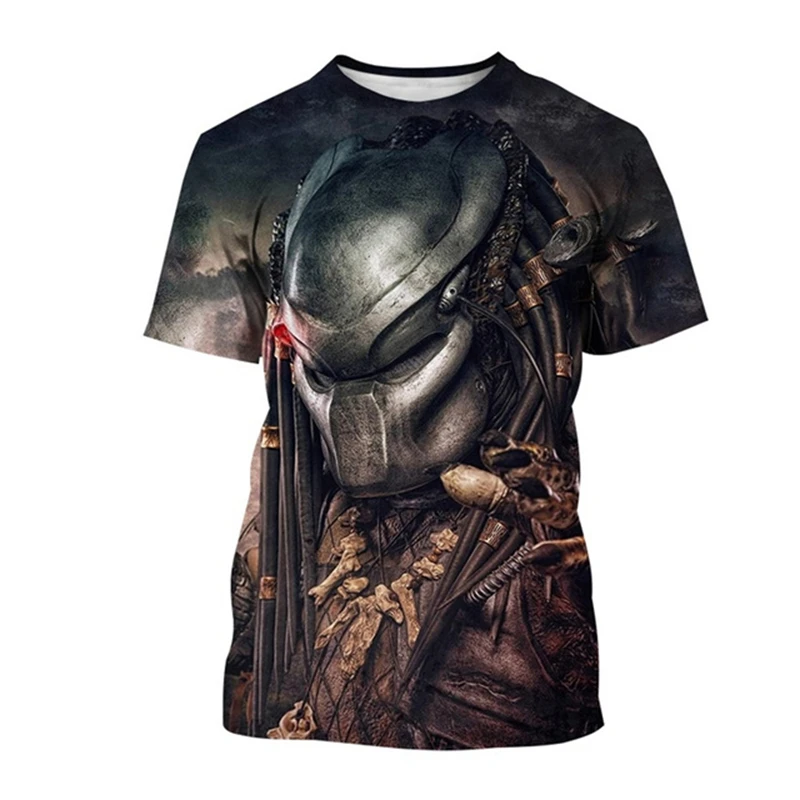 3D Printed Predator Graphic Men\'s T-shirt Fashionable Hip-hop Street Clothing Summer Outdoor Breathable Short Sleeve O-neck Top