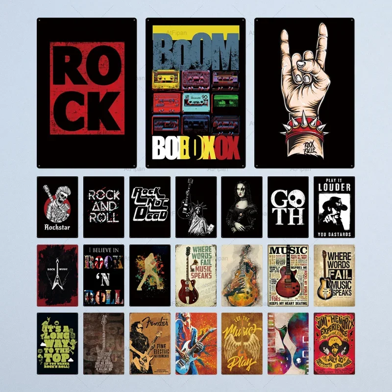 Vintage Rock Roll Blechschild Metall Poster Retro Wanddekoration für Bar Pub Club Man Cave Perfekte Metallplakette für Musikliebhaber