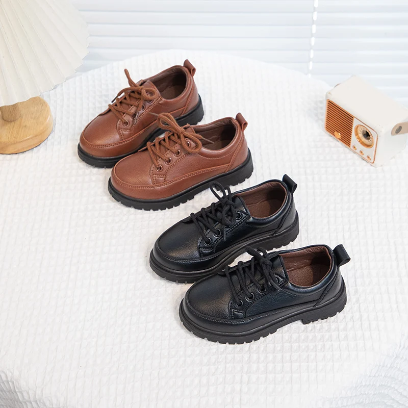 

2025 г., детская кожаная обувь, новая повседневная обувь в школьном стиле, универсальная простая детская обувь высокого качества и теплая официальная обувь