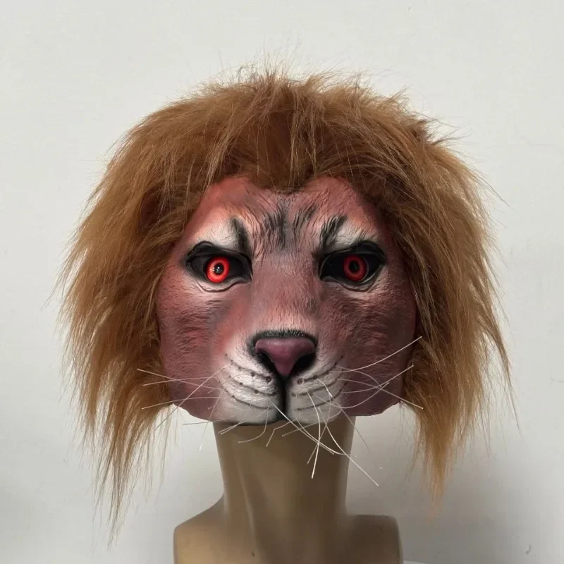 Lion King Head Masks  Animal Latex Mask Lion Headcover Halloween Cosplay Lion King Masks Party Masques Costume Props Lion Head
