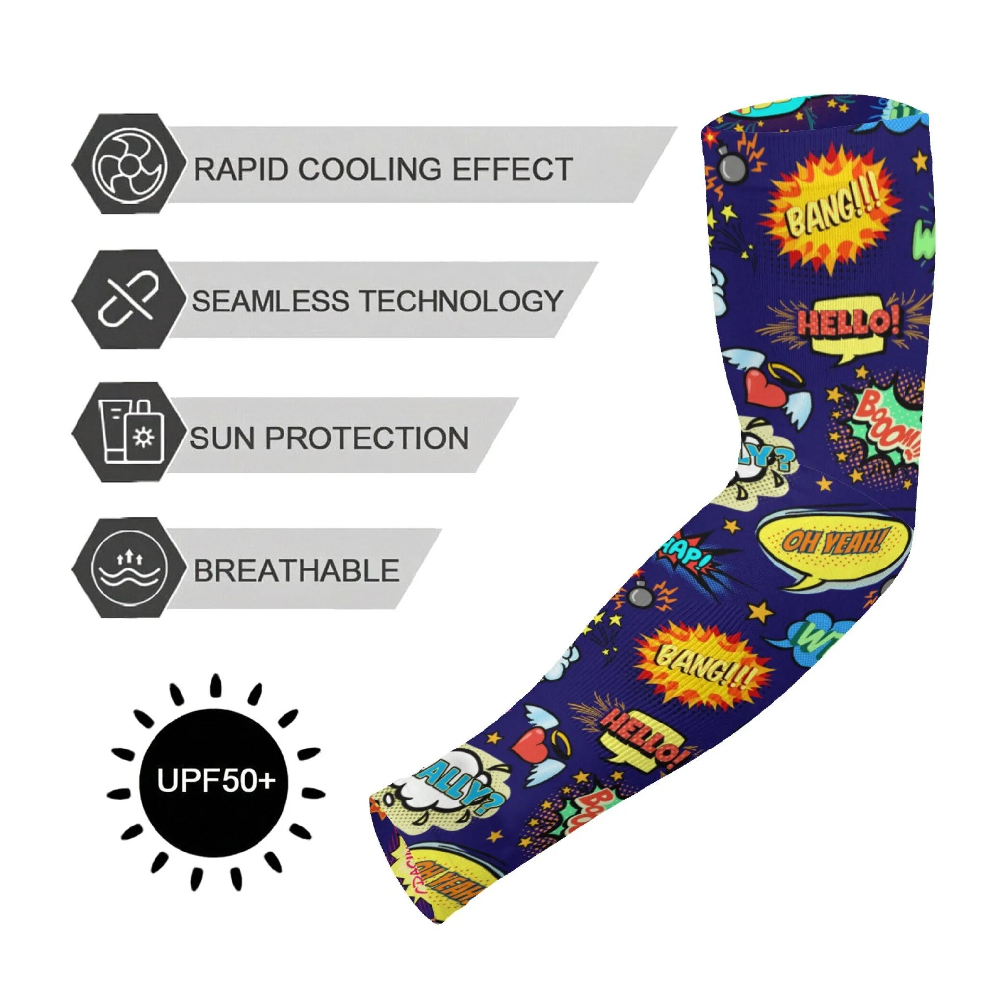 Pop Comics Arm Sleeves Non-slip Breathable Quick-drying Ice Sleeves Outdoor Gardening Cycling Sports Protective Cover Unisex