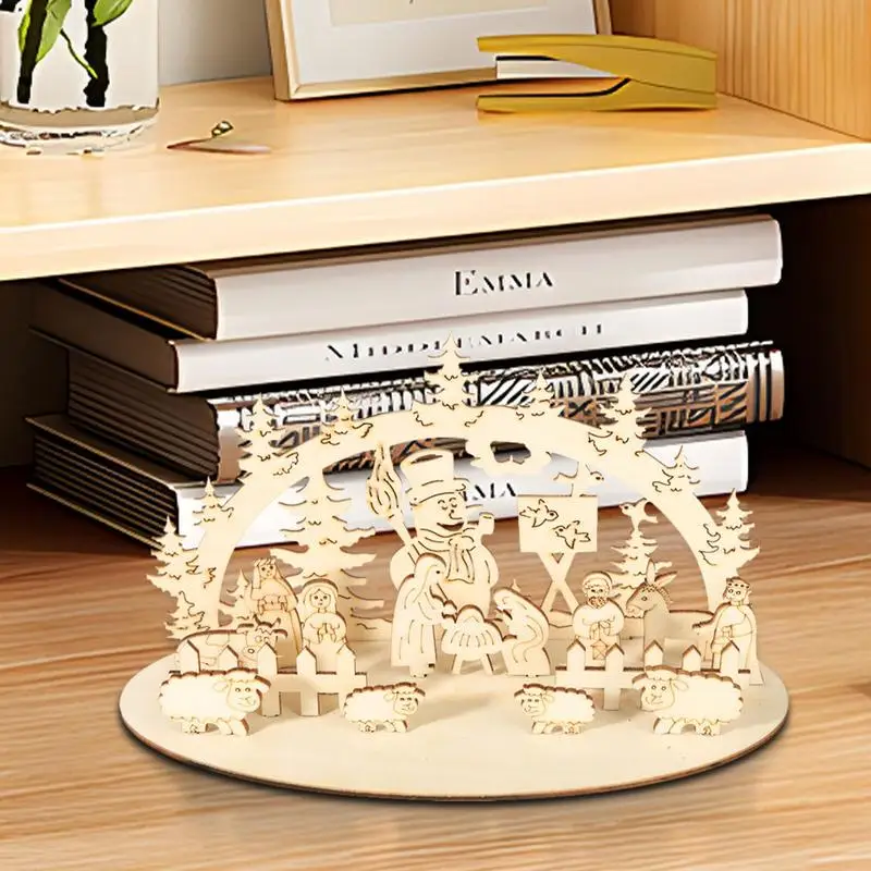 Christmas Nativity Set DIY Scene Wood Table Holiday Decor Home Tabletop Mantel Display Xmas Festive New Year Party Supplies - Image 4