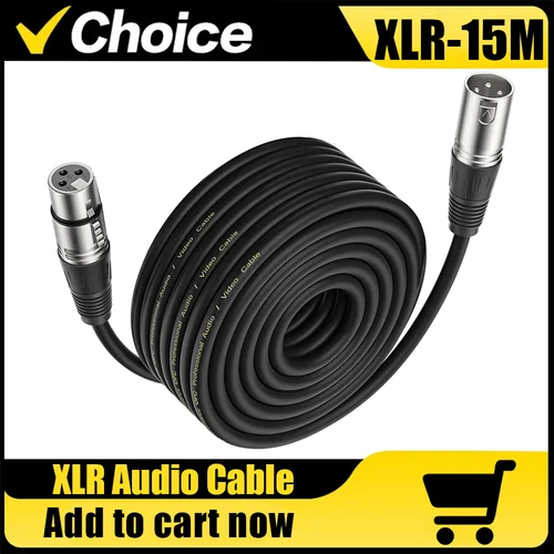 Imagen 1 del producto Cable de audio de 15M Cable de audio XLR de 3 pines Cable de extensión de amplificador macho a hembra, adecuado para micrófono mezclador tarjeta de sonido altavoz