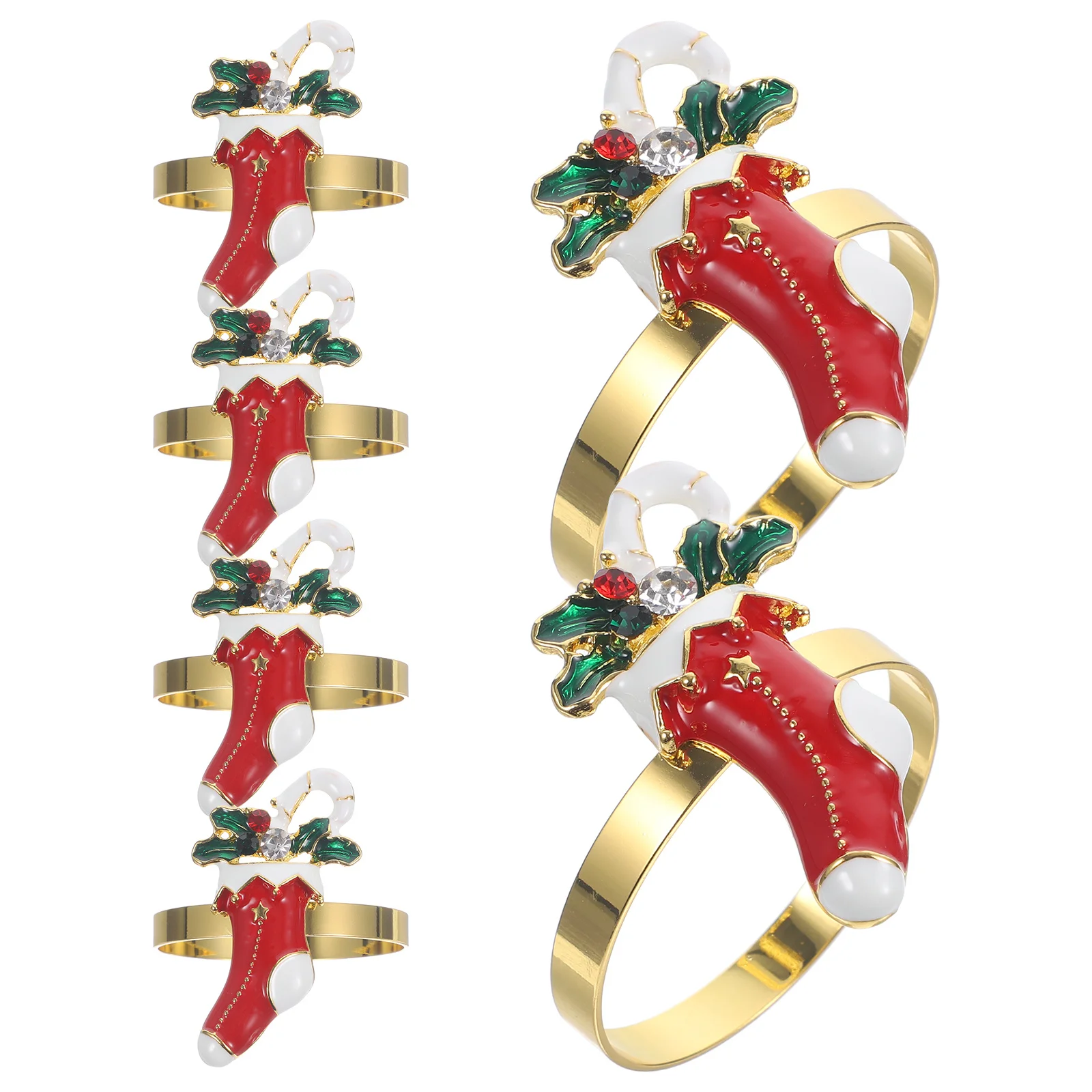 

6Pcs Gold Christmas Boot Napkin Rings Elegant Metal Napkin Buckle for Holiday Table Decoration Party Dining Serviette Buckles