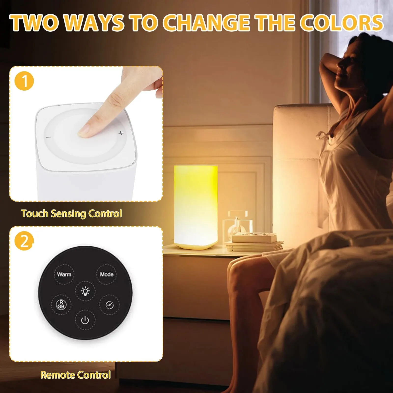 Touch Color Changing Night Light, Bedroom Bedside Light, Remote Control Desk Light, Dimmable, Timed Shutdown, USB Charging