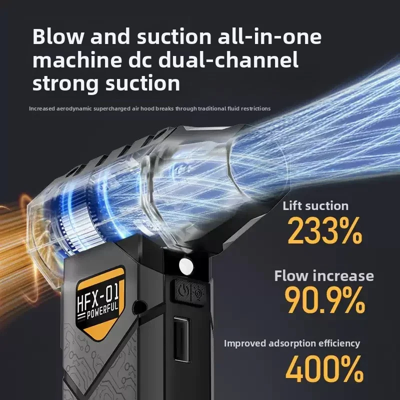 580000RPM Powerful Violent Fan 100-Gear Speed  Jet Blower 380G Thrust Turbo Air Blower With Power Bank Function LED Lighting