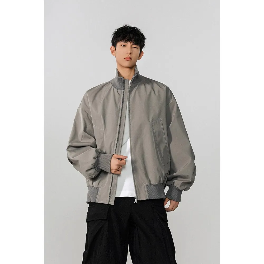 سترة مدرب الطيران للرجال للربيع والخريف سميكة سترة أمريكية كلاسيكية ملابس عمل قصيرة زي بيسبول عصري