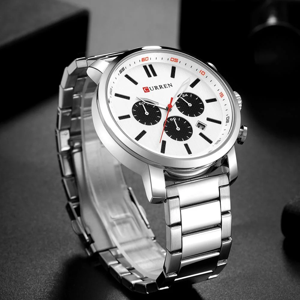 CURREN-Reloj de pulsera de cuarzo para hombre, cronógrafo multifuncional, sencillo, resistente al agua, 30M, correa de acero inoxidable, 8315