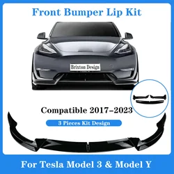 Front Bumper Front Lip Front Shovel kit 2017-2023 for Tesla Model 3 Model Y Sedan Body Spoiler Splitter Kit