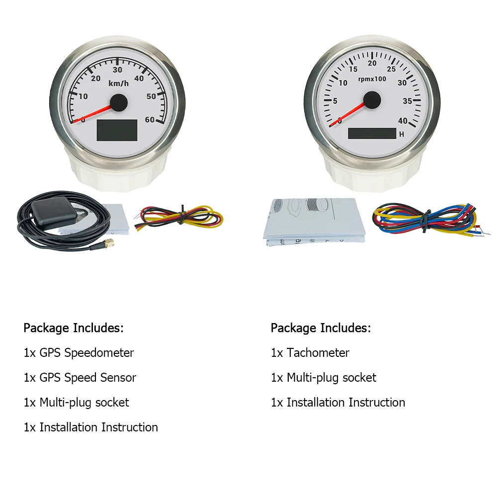 ELING 85mm Boat 30 60 knots 60 120 200 km/h GPS Speedometer 4K 6K 8K RPM Tachometer with 7 Colors Backlight for RV Car