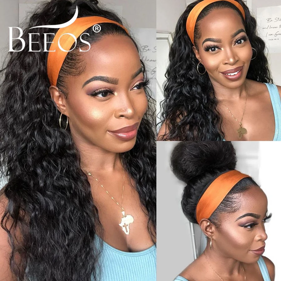 

Полупарики 3 в 1, человеческие волосы, волнистая волна, повязка на голову, парик, обновление, бесклеевые парики со шнурком, бесшовные зажимы, откидные вьющиеся парики