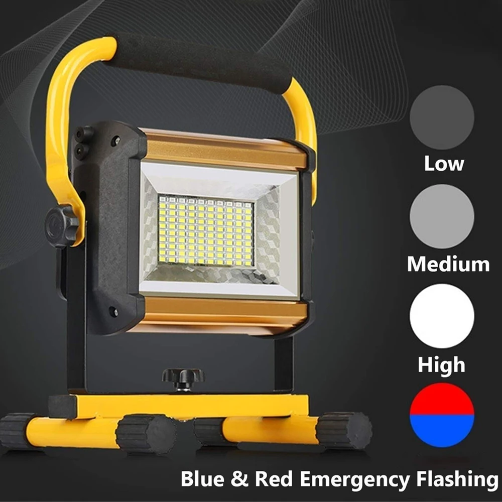 LED Floodlight Wide Angle Moving Site Light Hand Light Searchlight Red and Blue Flashing Warning Light