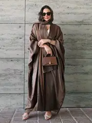 Fashion Silky Kimono Oversized Muslim Robe abaya syari female full length Loose Muslim abaya Worship Service abayas wy1792