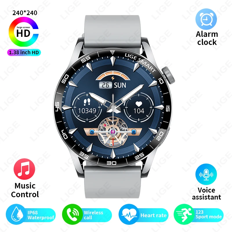 Origineel LUIK Smart Watch Draadloos bellen Weersverwachting Magnetisch opladen Waterdichte muziekbediening Heren smartwatch Android IOS