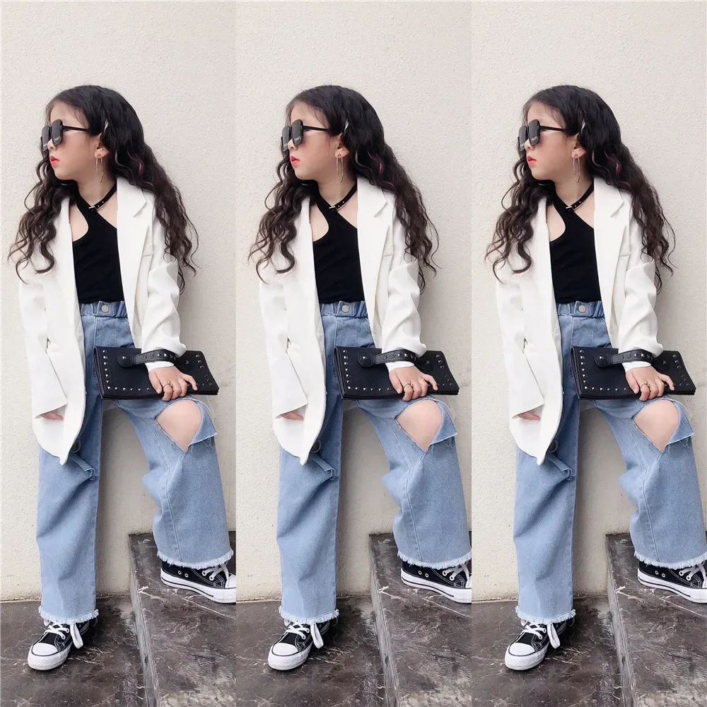 Korea Style Girl And Boys Fashion Blazer Coat Spring Autumn New Loose Outfit 3-12 Years Children Hot Selling Jacket Suit Wz911