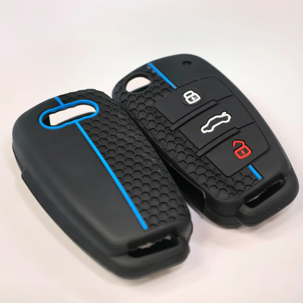 Silicone Key Case Cover Shell for Audi A4 B7 A6 C6 4f 8v A3 8p A1 A3 Accessories Auto Remote Key Holder 3 Button Jacket
