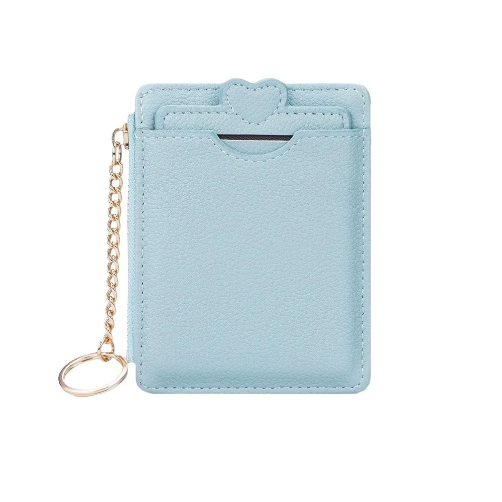 Simple Love Heart Woman Wallet Zipper PU Leather Short Card Bag Multi-functional Multi-card Slot Cartoon Card Holder Travel