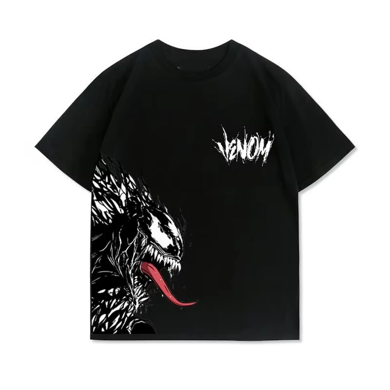 Camiseta cómoda de verano con estampado de Venom Spider-Man Tom Hardy de Marvel para hombre y mujer, cuello redondo holgado, manga corta