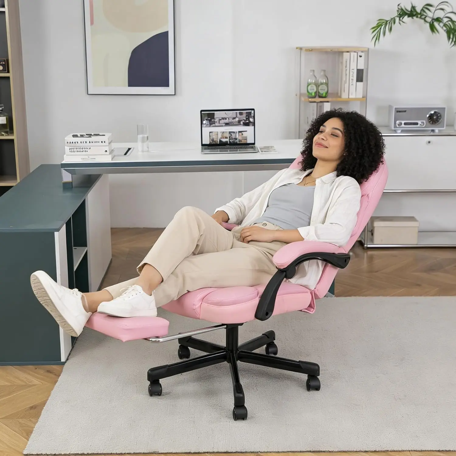 Massage Office Chair with 6 Vibration Points & Heat, Ergonomic Reclining Executive Chair for Big & Tall 400lbs, PU Leather, Cust