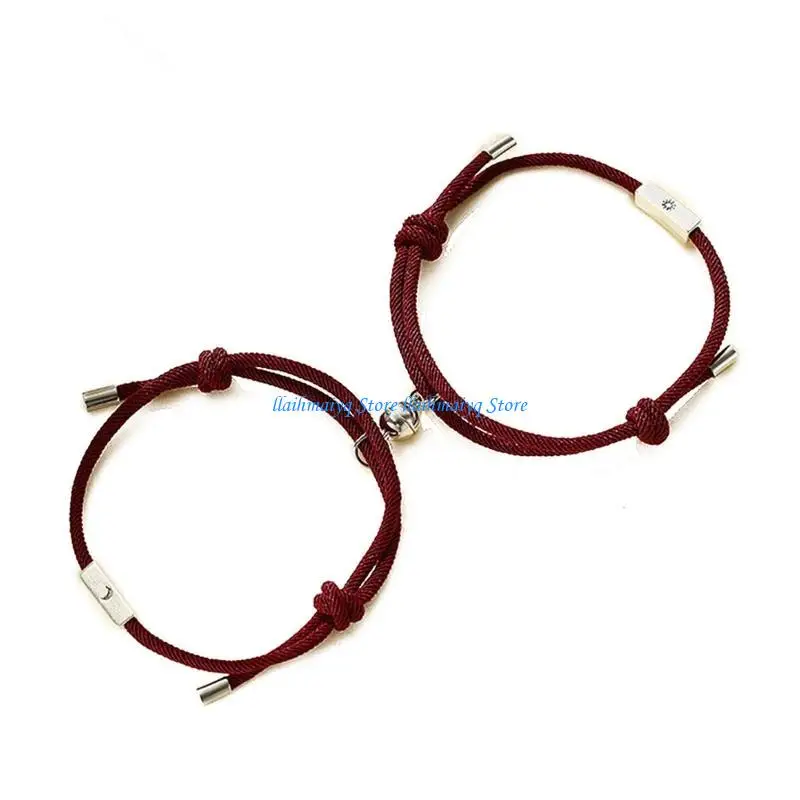 573B 2x/Set Sun Moon Couple Bracelet Distance Bracelet Matching Friendship Lovers Bracelet Fashion Jewelry Charm