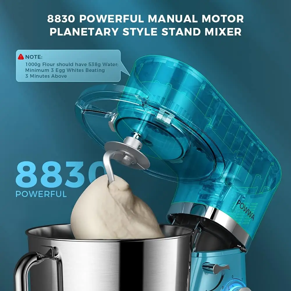 Stand Mixer,7.5 QT Electric Mixer,6+P Speed 660W Household Tilt-Head Kitchen Food Mixersfor Baking,Cake, Cookie, Kneading (Blue)