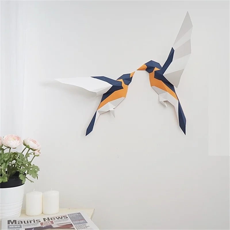 Kit de modèle de couple d'oiseaux inséparables en papier, décoration murale pour la maison, décoration de mariage, papercraft 3D, puzzles de bricolage, jouets cadeaux pour les filles