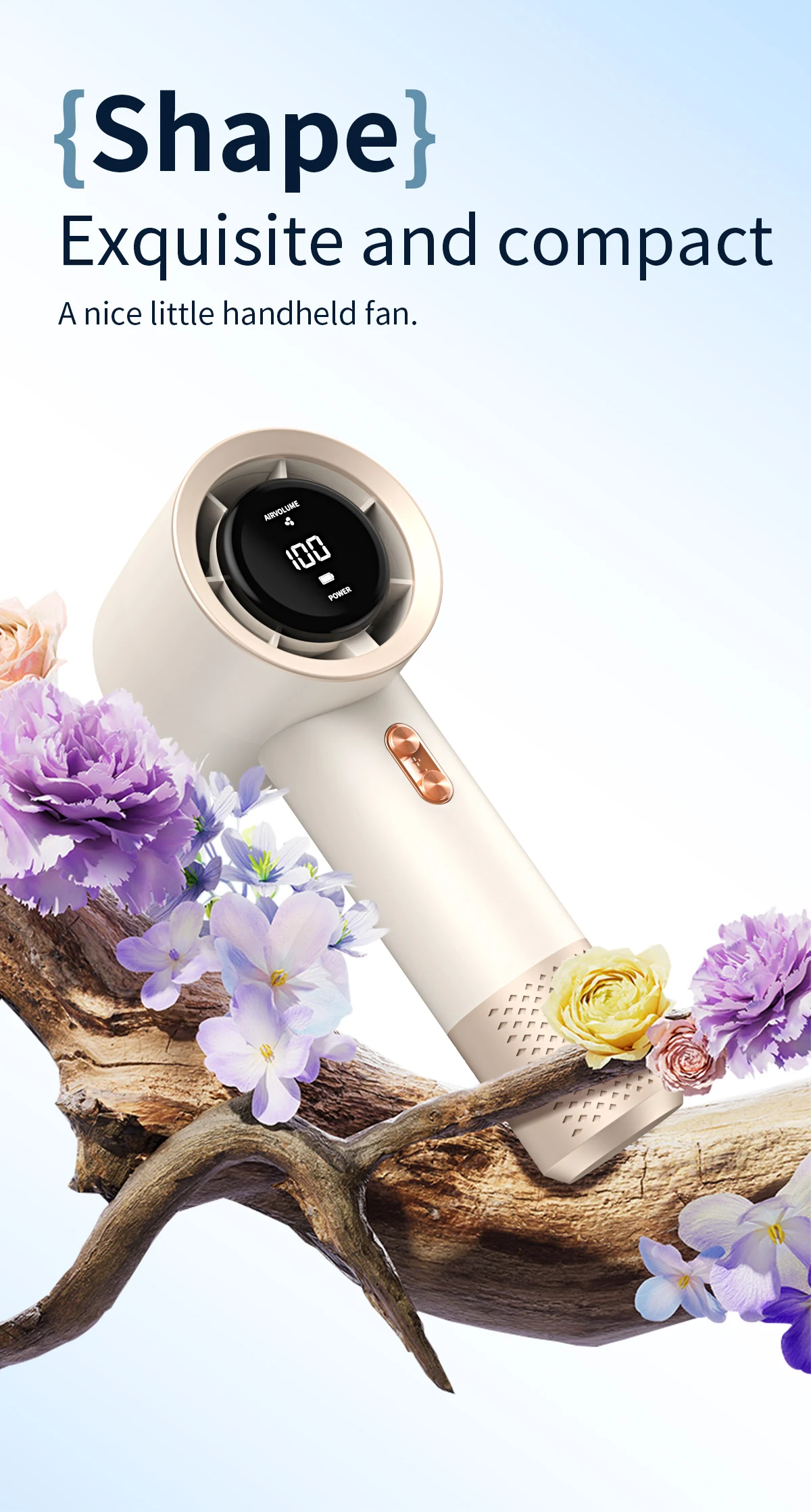 Handgehaltener Hochgeschwindigkeits-Ventilator Mini Tragbare Klimaanlage mit Sechs Lüftern und 199 Stufen Stufenloser Einstellung – Detail 9