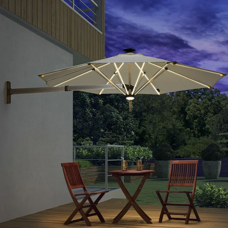 YY Umbrella Patio Umbrella Garden Solar Outdoor Sun Umbrella with Lights