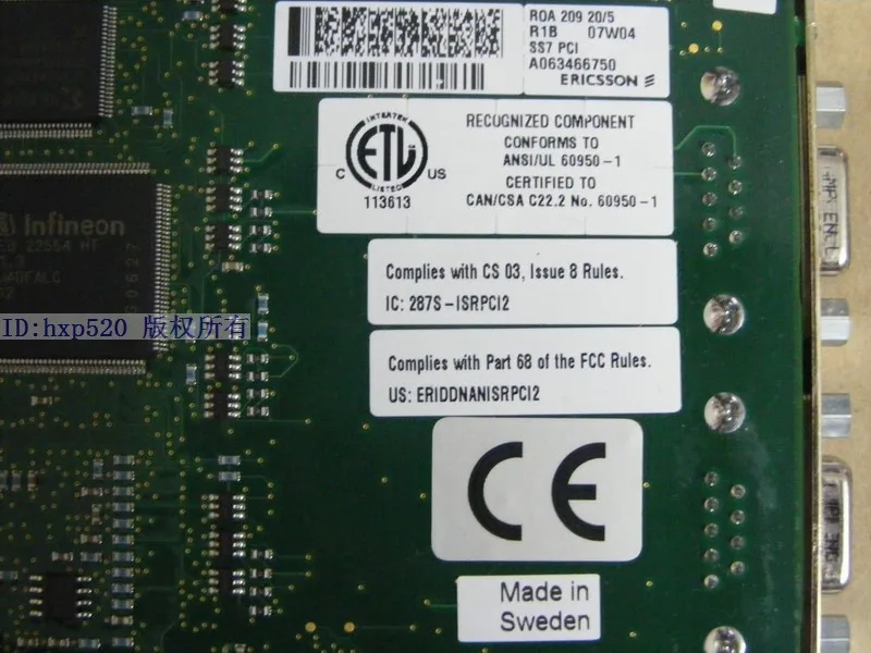 Applicable to Ericsson SS7-PCI ROA 209 20/5 A063035411 287S-ISRPCI2 Signaling card