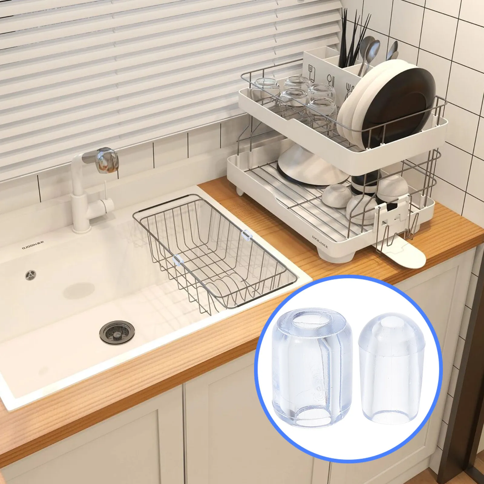 

80Pcs Kitchen Sink Accessories Sink Grid Feet Replacement Clear Protective Tips for Wire Rack Anti Slip Stable