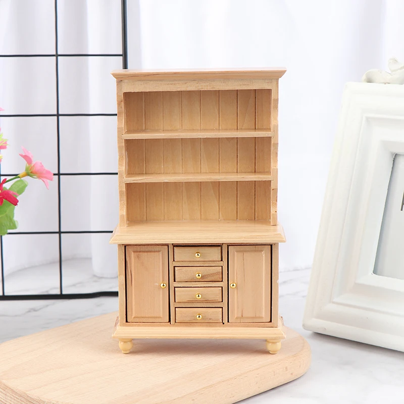 1:12 Dollhouse Miniature Furniture Multifunction Wood Cabinet Bookcase Bookshelf