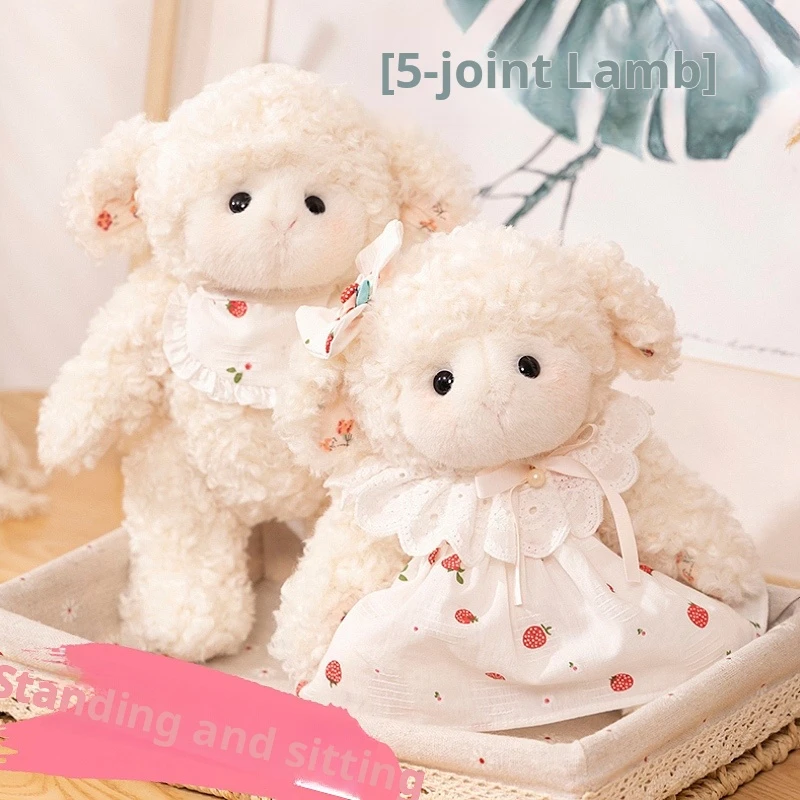 

Creative Arm Mobility White Bib Sheep Plush Toys Cute Soft Stuffed Animal Lamb Plushies Dolls Baby Sleeping Pillow for Kids Gift