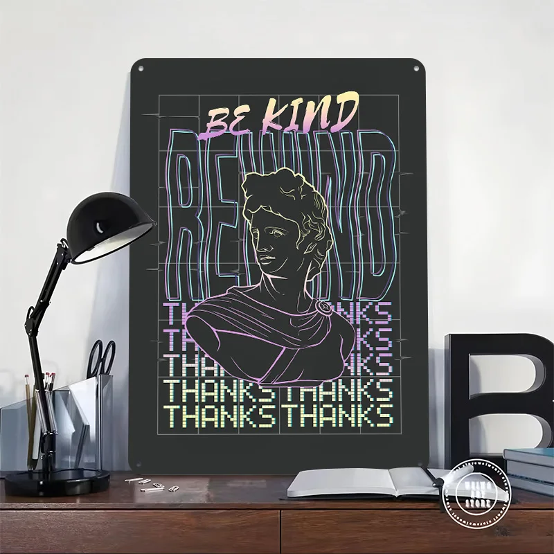 David Michel Angelo Tattoo 3D Printed Texture Poster Personalized Wall Art Retro Metal Tin Signs for Living Room Decoration Home