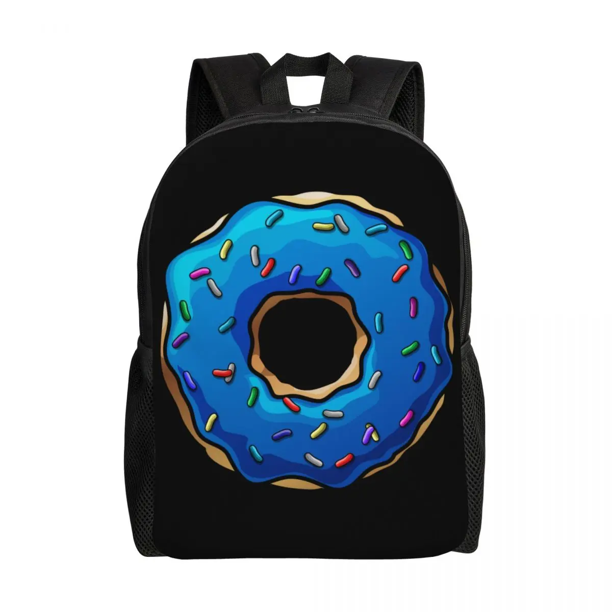 3D Print Donut Blue Backpack for Boys Girls Food Doughnut College School Travel Bags Women Men Bookbag Fits 15 Inch Laptop