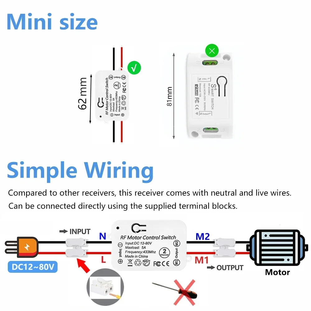 RF433mhz العالمي اللاسلكي للتحكم عن بعد DC12V 24 فولت استقبال التحكم الذكي الكهربائية التحكم في الوصول سيارة مصباح دائرة المحرك