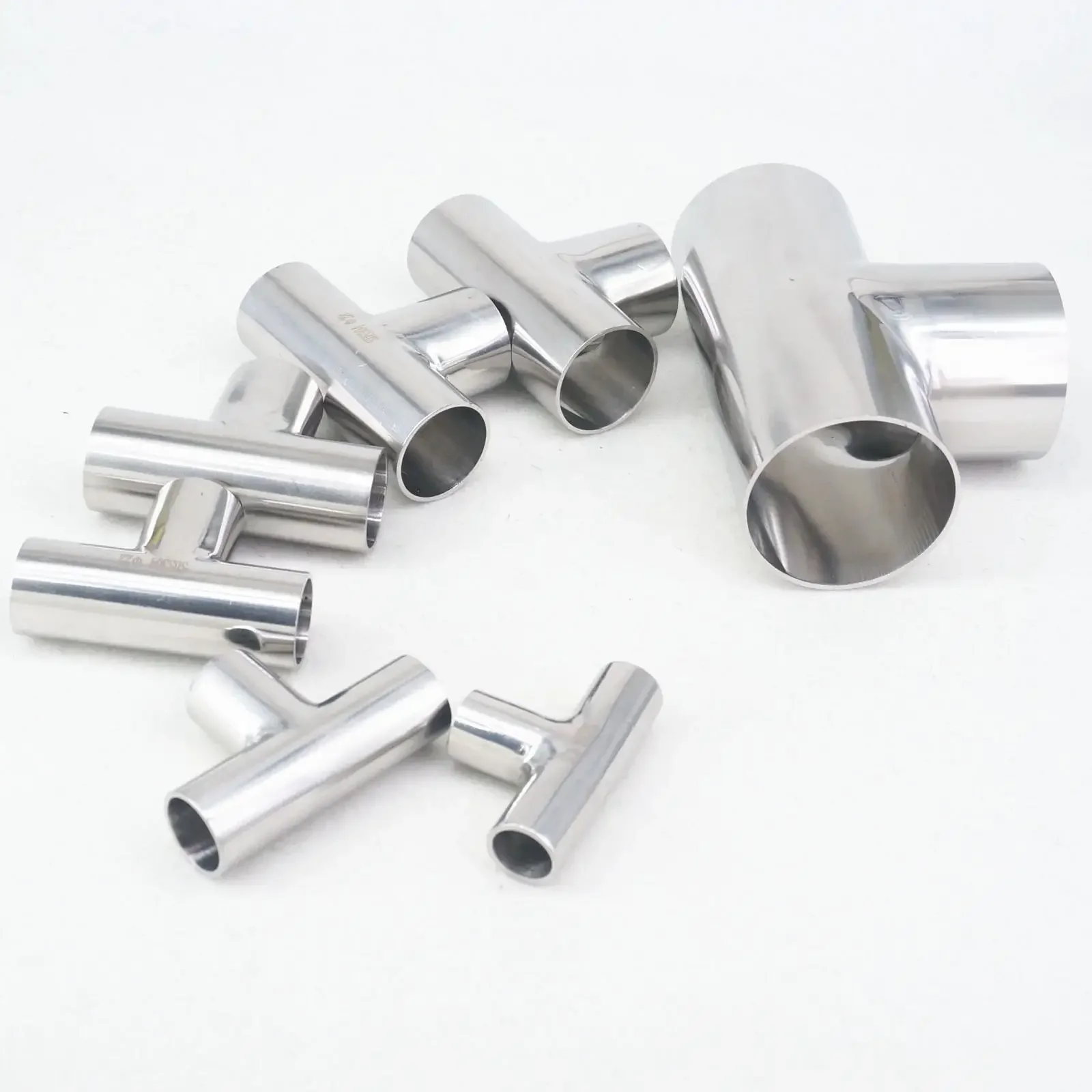 Equal O.D 34/38/40/45/48/51/57/60/63mm 304 Stainless Steel Sanitary Weld Tee Connector Welding Pipe Fittings