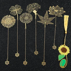 1Pcs, Handmade Beautiful Flower Bookmark, Sunflower & Lotus, Brass Metal Bookmarks for Book Lovers Stationery, Reading Markers