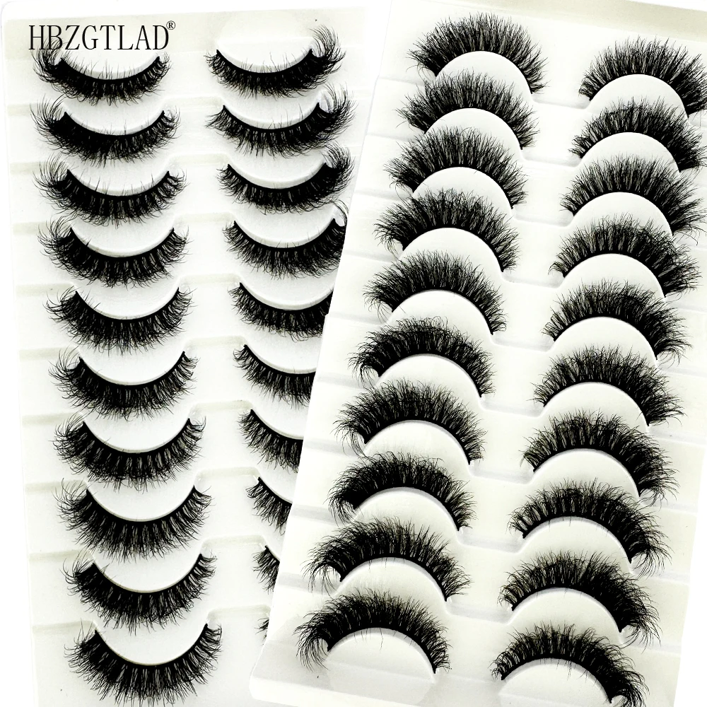 10PairsFluffy Lashes 3d Mink Lashes 100% Cruelty Free Lashes Handmade Reusable Short Natural Eyelashes Maquillaje Eyelashes Mink