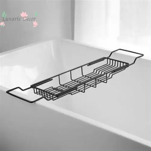 Luxurious stainless steel adjustable width bathtub rack, bath rack, tray storage rack, electroplated gold