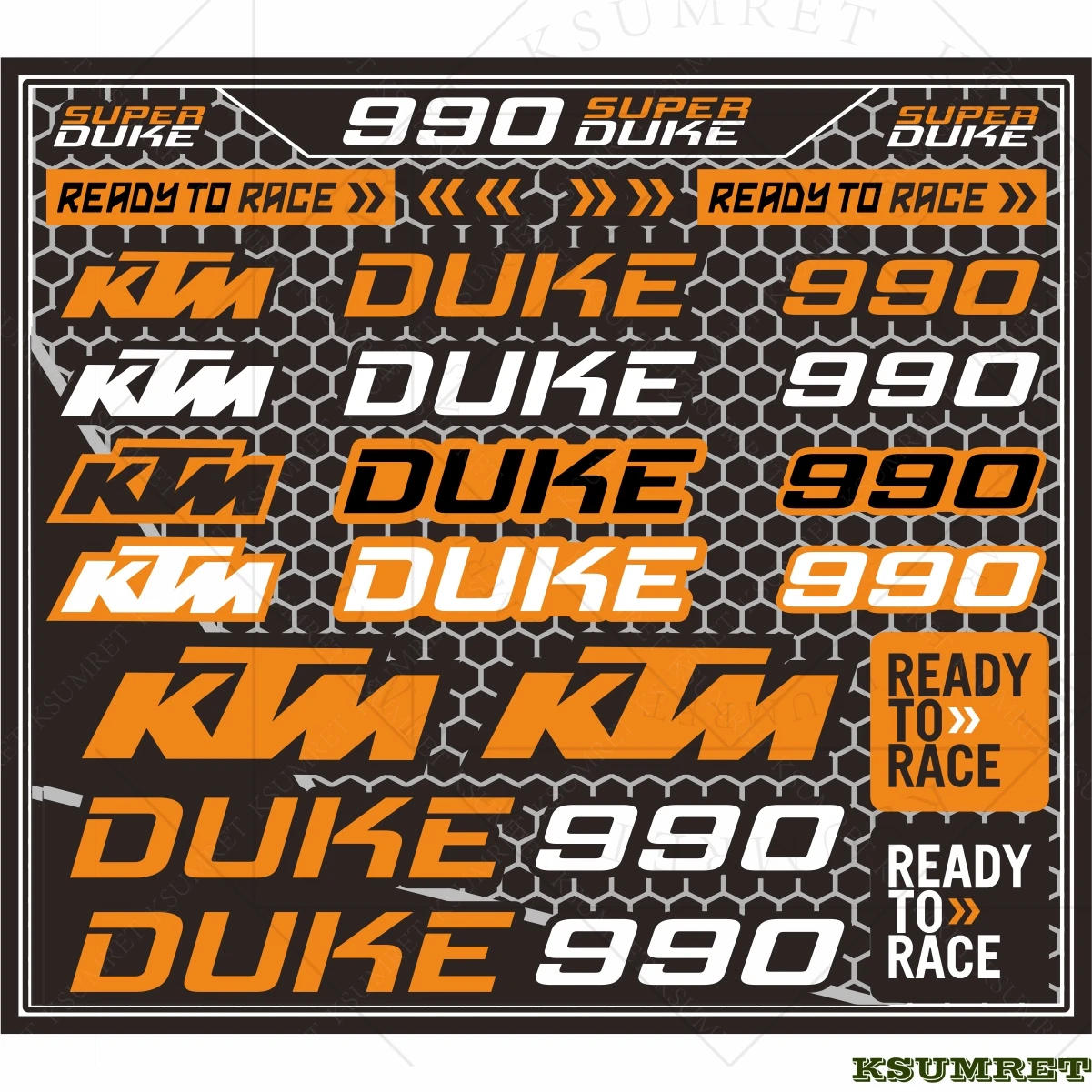 ملصقات للدراجات النارية بشعار KTM Duke 990 مقاومة للماء