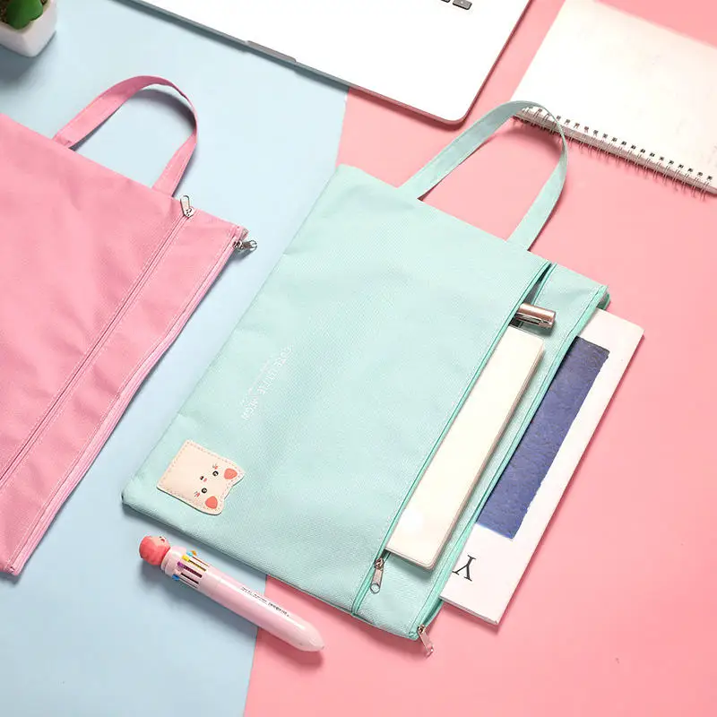A4 File Bag File Folder Documents File Bag Stationery Filling BAG School Office Storage File Pouch Holder Zipper Bag 8 Colors