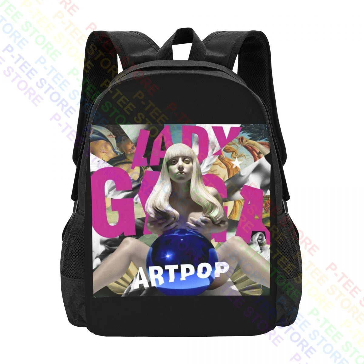 Lady Gaga Black Artpop ConcertBackpack Large Capacity Shoe Bag Clothes Backpacks