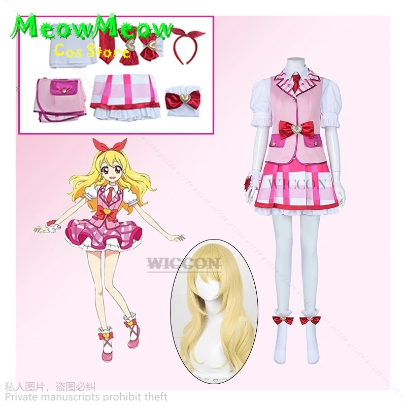 Hoshimiya Ichigo Cosplay Costume Lolite Dress Anime Aikatsu! Hoshimiya Ichigo Wig Hairband Women Hallowen Party Cosplay idol cos