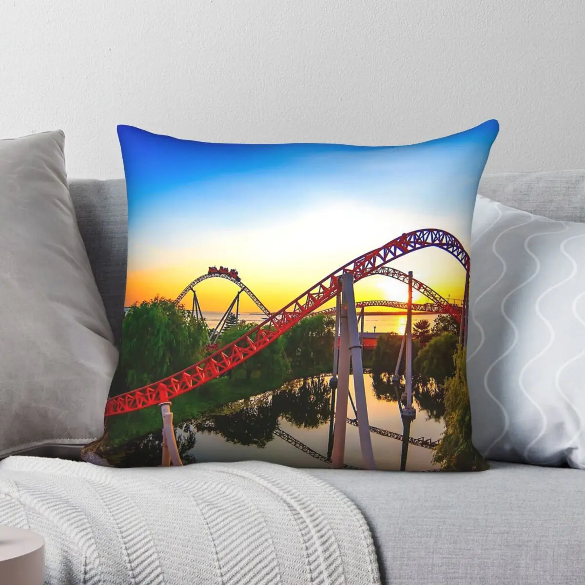 Cedar Point Maverick Sunset Pillowcase Polyester Linen Velvet Pattern Zip Decor Home Cushion Cover 18