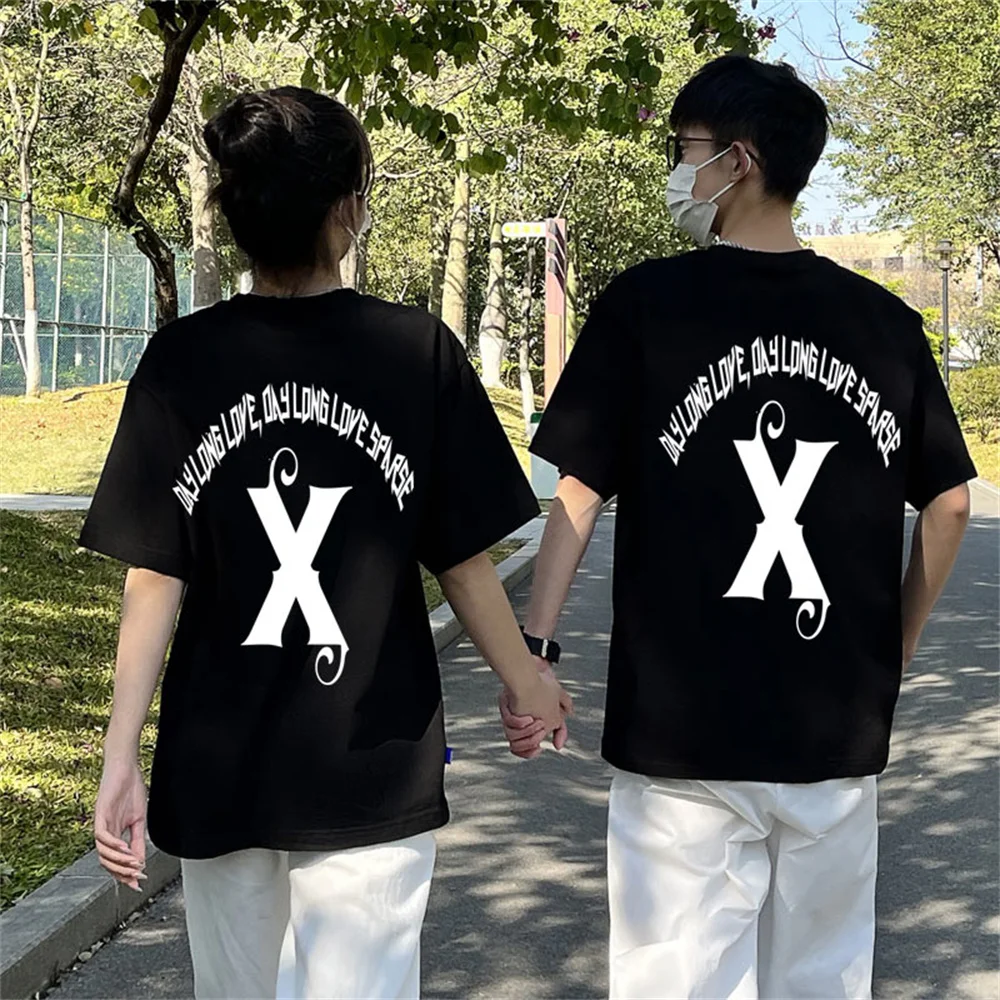 Back Letter X Print Men Women T-Shirt 2023 Summer Fashion Sport Hip Hop Streetwear Oversized Short Sleeves Tees