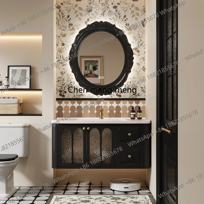 

Круглые зеркальные шкафчики для ванной комнаты, винтажные деревянные тумбы с ящиками, тумба под раковину, туалетные столики, мебель для ванной, аксессуары для дома