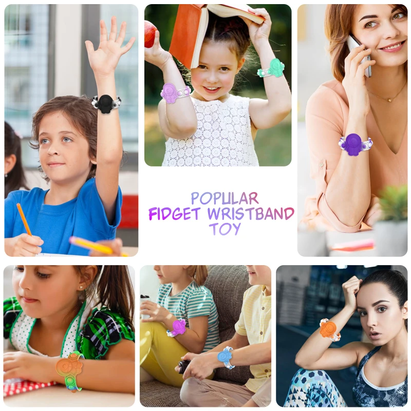 1 stks siliconen decompressie speelgoed kinderen push bubble armband zintuiglijke speelgoed stress knijpspeelgoed