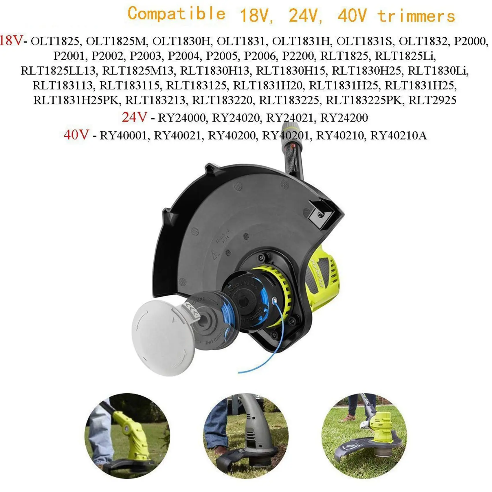 ABFU-12 Pack AC14HCA Spool Cap, Replacement Spool Cap For Ryobi One+ 18V, 24V, 40V Cordless Trimmers