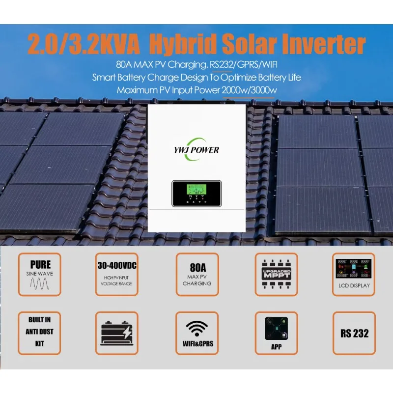 YWJ 2000 3000 واط العاكس 30-400VDC 80A MPPT AC موجة جيبية نقية 3 Kva الشمسية 12 فولت العاكس 3000 واط تردد 240VAC فولت #2