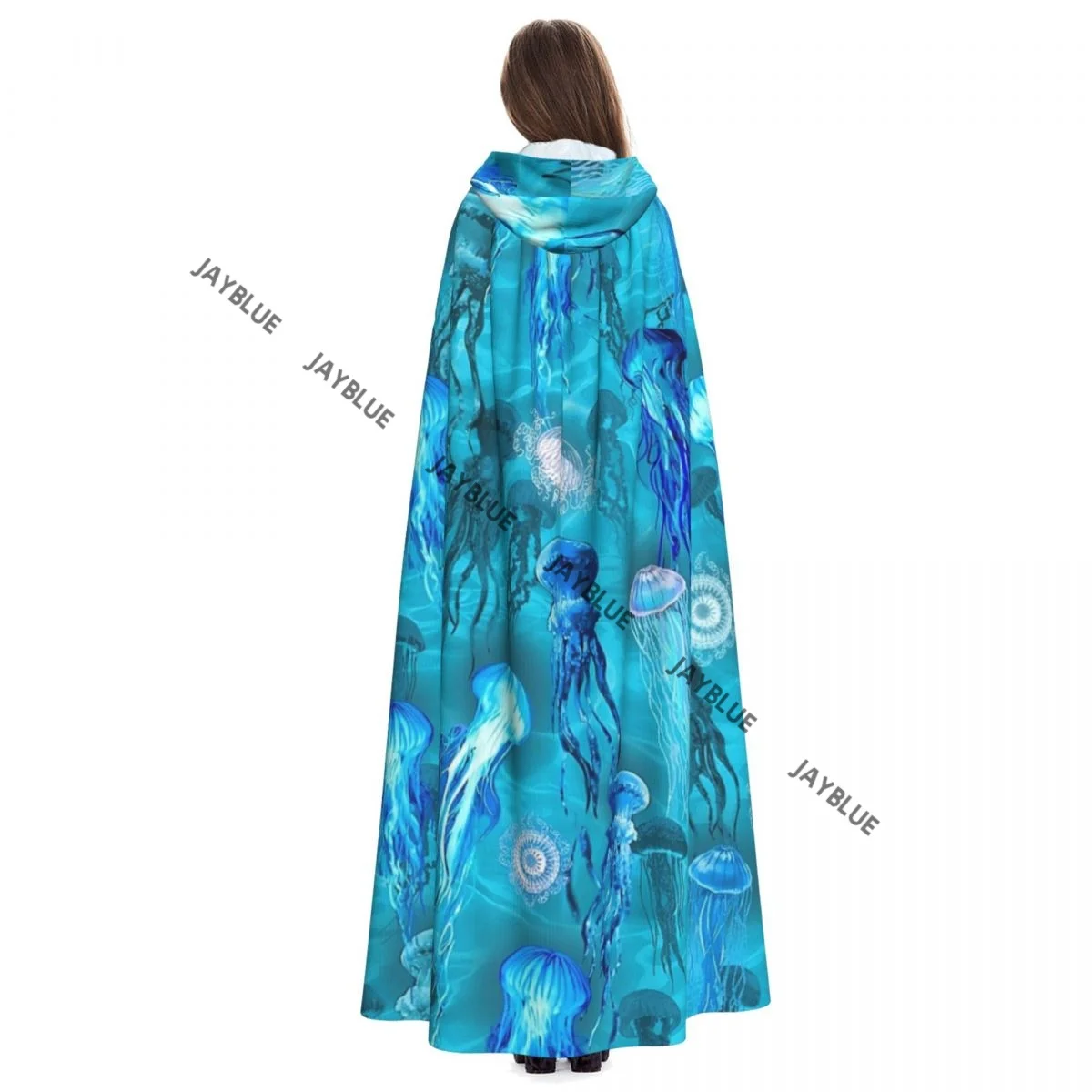 フード付きユニセックスクラゲマント、海の魔女の衣装、大人のコスプレ
